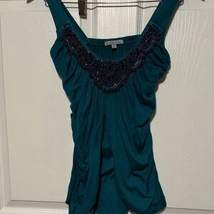 Charlotte Russe Teal Beaded Blouse Y2K M